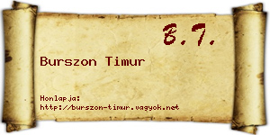 Burszon Timur névjegykártya